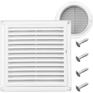 Funmit 6" Louvered Vent Cover Stops Birds Nesting for Outside Dryer Exhaust Air Vent Cover with Screws for Easy Installation (White) (6" Dryer vent cover Outdoor)