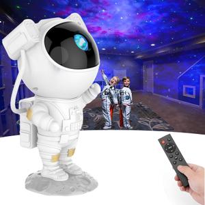SFOUR Astronaut Galaxy Projector, Star Projector Night Light with Remote Control & Timer, 360 Rotatable Head, 8 Nebula Effects, Adjustable Brightness for Kids Bedroom, Home Party Decor, Birthday Gift (White)