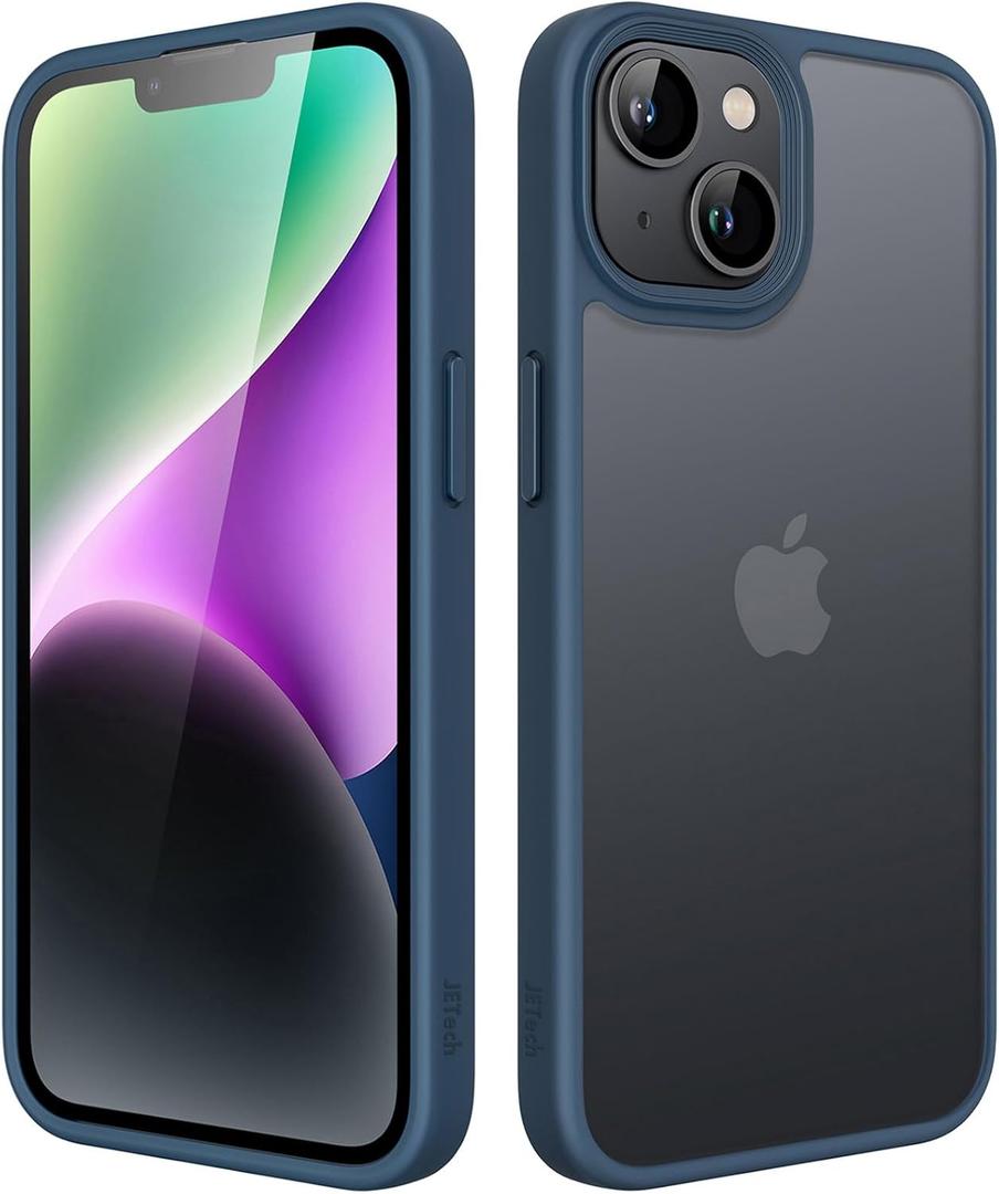 JETech Matte Case for iPhone 14 6.1-Inch, Shockproof Military Grade Drop Protection, Frosted Translucent Back Phone Cover, Anti-Fingerprint (Storm Blue)
