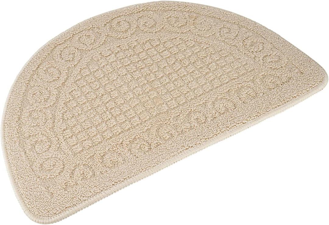 Echaprey Half Round Non-Slip Kitchen Bathroom Toilet Doormat Floor Rug Mat Keeps Your Floors Clean Home Decor (Small, Camel)