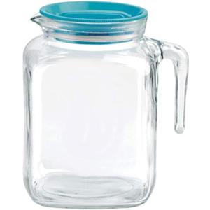 Bormioli Rocco Hermetic Seal Glass Pitcher With TEAL Lid and Spout 67.75 Ounce Great for Homemade Juice & Cold Tea or for Glass Milk Bottles