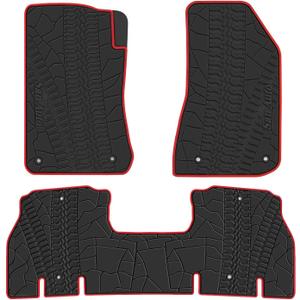 Car Floor Mat for Jeep Wrangler JL 4x4 Door Sahara Rubicon 2018-2025 Custom Fit Black Red Rubber Auto Floor Liner Mat All Weather Heavy Duty - Not Fit 4XE