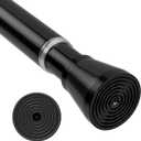 Spring Tension Curtain Rod for Windows 45 to 77 inch Black Long Tension rod Adjustable Spring Curtain Rods No Drilling Short Tension Rod for Kitchen, Closet, Bathroom, Bookshelf