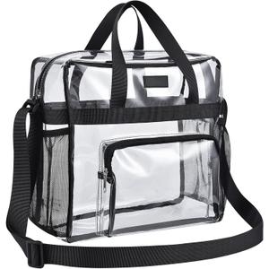 Bagenius Clear Tote Bag Stadium Approved, Game Day Satchel Bag with Non-detachable Reinforced Strap for Concert, Work, Sport