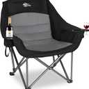 Oversized XL Camping Chairs for Adults Heavy Duty Support 500 lbs Outdoor Folding Chairs Padded Portable Lawn Chairs Camp Chairs with Cup Holder (Single Pack, Black & Grey)