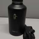 64 oz Water Bottle Insulated with Straw & 3 Lids, Coolflask Large Metal Stainless Steel Water Jug Big Half Gallon Wide Mouth for Sports, Gym or Office, Non-BPA Keep Cold 48H Hot 24H, Magic Black