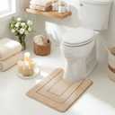 GRANNY SAYS Bathroom Toilet Rugs U Shaped, Bath Mats for Bathroom, Bath Rugs Non Slip Washable, Absorbent Microfiber Toilet Mat, Soft Plush Shaggy Bath Carpet, 20" x 24", Khaki