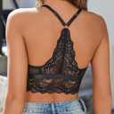 Avidlove Bralette for Women Wireless Lace Bra V Neck Racerback Cami Tank Y2k Camisoles Adjustable Crop Top (L, Black)