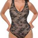 FeelinGirl Shapewear Bodysuit for Women Lace Body Suit Body Shaper Thong V Neck