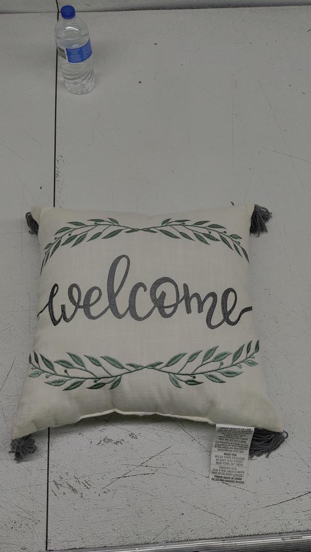 Throw Pillow Cover, Decorative Square Pillowcases Welcome Linen Cushion Cover Case Zipper Closure Sofa Couch Bed and Car Decor 18"x18"