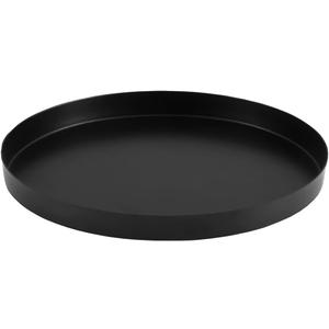 Black Round Metal Candle Holder Tray, Decorative Serving Tray for Modern Farmhouse Home Decorations (11.8")