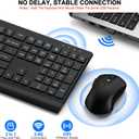 Wireless Keyboard and Mouse Combo, Full Size Quiet Key Computer Keyboard and Cordless Mice with 3 DPI Adjustable, 2.4G Lag-Free, Long Battery Life, Compatible with Windows and Mac Systems, Black