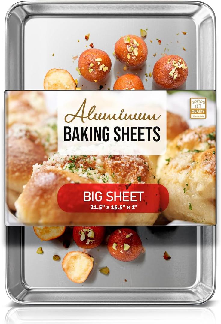 Eatex Aluminum Baking Sheet, Steel Cookie Sheet, 21 x 15 Large Baking Pan, Warp Resistant Cookie Sheets for Baking Nonstick, Baking Sheets for Oven, Big Sheet Pans for Baking, Non-Stick Baking Sheet