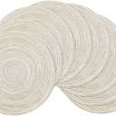 SHACOS Placemats Set of 8 Round Braided Place Mats 15 inch Washable Table Mats for Home Wedding Holiday Party (Ivory, 8)