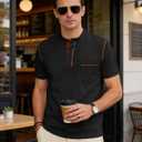 Men's Henley Shirt Short Sleeve T-Shirt Casual Top Pullover Summer Lightweight Tee Shirts with Button (Black, XL)