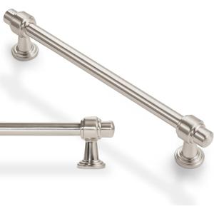 10 Pack 5 Inch Kitchen Cabinet Handles Brushed Satin Nickel Cabinet Pulls Silvery Drawer Pulls Zinc Alloy Kitchen Hardware (5'' Hole Center(128mm))