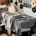 Bedsure Twin XL Comforter Set - 5 Pieces Reversible Grey Bedding, Twin XL Size Bed Set for All Seasons, Bed in a Bag with Down Alternative Comforter, Sheets, Pillowcase & Sham (01 - Grey)