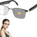 Smart Glasses for Men & Women, Photochromic Lenses, Bluetooth Audio Glasses with Open-Ear Wireless Speakers, Hands-Free Music & Calls, Voice Control, Smart Sunglasses for Work, Driving,Travel (Gold)