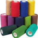 Juvale 12 Rolls Colorful Self Adhesive Bandage Wrap 4 Inch Wide x 5 Yards - Cohesive Vet Tape for First Aid, Sports, Tattoo (12 Colors) - Vet Wrap