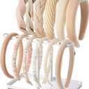 Headband Holder Organizer, 2-Tier T-bar Storage Stand with Tray for Hair Accessories Hairband Hair Clip, for Girls Women, White