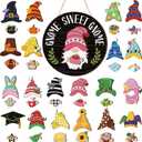 Wenqik 41 Pcs Interchangeable Sweet Gnome Signs Holiday Wooden Seasonal Gnome Decor Detachable Magnet Hat and Hand Welcome Sign for Home Decoration(Classical,Black)