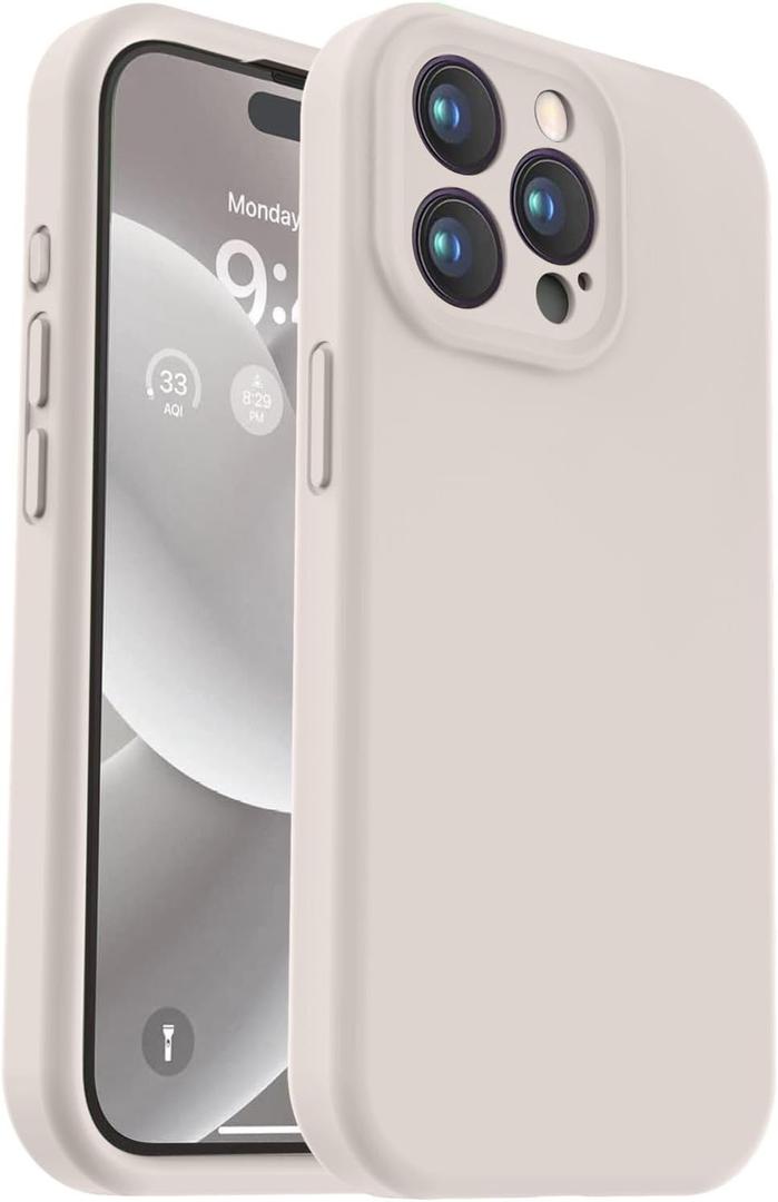 Vooii Compatible with iPhone 15 Pro Max Case, Upgraded Premium Silicone, [Camera Protection] [Soft Anti-Scratch Microfiber Lining] Shockproof Phone Case for iPhone 15 Pro Max 6.7 inch - Stone