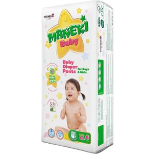 MANEKI Size 4 Diaper Pants, Disposable Size 4 (20-31 lbs), 44 Count, Pull-Ups Style, Sensitive Skin, Super Absorbent