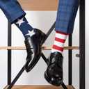 American USA Flag Socks for Women Men, 4th of July 250th Anniversary Patriotic Red White and Blue Stars & Stripes Crew Socks for Adults