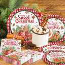Christmas Gingerbread Plates and Napkins,Christmas Decorations Red Black Buffalo Plaid Ice Cream Sweet Christmas Gingerbread Man Tableware for Xmas Winter Holiday Party Supplies Decor