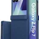 Vihibii for Samsung Galaxy Z Flip 7 Case Slim with Rugged Hinge Protection & Outer Screen Protector & Non-Slip Texture, Durable Shockproof Protective Cover Phone Case for Galaxy Z Flip 7 5G 2025, Blue