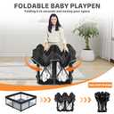 Taleco Gear Foldable Baby Play Pen with Mat, 50''x50'' Playpen for Babies and Toddlers, Playpen for Baby with Gate, Breathable,Foldable Travel Play Pen with 50 Ocean Balls
