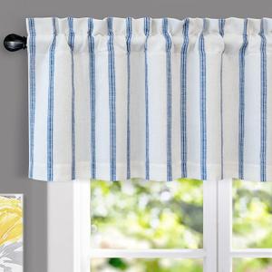 DriftAway Farmhouse Linen Lined Valance Double Layer Thermal Insulated Room Darkening Blackout Window Valances 3 Inch Rod Pocket Vertical Striped Kitchen Valance for Bathroom Single 52 x 18 Inch Navy