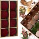 46 Pcs Velvet Christmas Ornaments Set 36 3.15 Inch Flocked Velvet Christmas Balls & 20 Bows