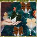 32 Pcs 2.36" Silver and White Christmas Ball Ornaments Set Mini Velvet Bow Vintage Rustic Shatterproof Xmas Hanging Ornaments for Xmas Tree Holiday Party Decor