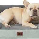 EHEYCIGA Orthopedic Dog Bed for Small Dogs, Waterproof Memory Foam Small Dog Beds with Sides, Non-Slip Bottom and Egg-Crate Foam Medium Pet Couch Bed with Washable Removable Cover, Greyish Green (24.0"L x 18.0"W x 6"Th)