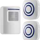 Wireless Driveway Alert : Infrared Motion Sensor Door Bell Alarm Chime with 2 Receiver and 1 Sensor - 38 Chime Tunes - LED Indicators Home Cordless Ding Dong Sound Doorbell (1-2)