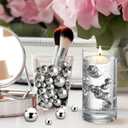 510Pcs Bright Silver Vase Filler Pearl Beads for Centerpieces Vases, 8/14/18mm No Hole Faux Polish Pearls for Floating Candle Home Birthday Wedding Table Decor