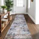 IOHOUZE Abstract Runner Rug 2x10 Ft Washable Runners for Hallways, Non Slip Kitchen Runner Printed Faux Wool Entryway Runner Indoor, Modern Abstract Floor Carpet for Hall Kitchen, Orange Grey