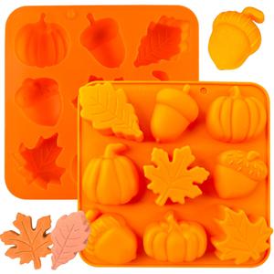 Pumpkin Molds Silicone Thanksgiving Fall Mold Maple Leaf Molds Halloween Pumpkin Ice Candy Mold Autumn Leaves Chocolate Cake Pan Baking Tray Mould for Thanksgiving Halloween Cake Cupcake Decor