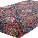 hyha Printed Couch Cushion Covers, Floral Cushion Covers, Magic Sofa Covers Washable, Stretch Couch Covers for 2 Cushion, Pattern Sofa Slipcovers(Medium, Mandala Floral) (Red & Black)