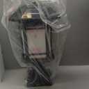 Emliviar 16 Inch Outdoor Solar Post Light, Dusk to Dawn Pier Mount Lamp Post Light with Remote Control, Black Finish with Seeded Glass Shade, A2202110P1-SL BK, Black 