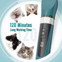 Oneisall Cat Clippers for Matted Hair, 5-Speed Quiet Cat Grooming kit, Cordless Pet Shaver for Long Hair,Waterproof Pet Hair Trimmer, Pet Clippers for Cats(Green)
