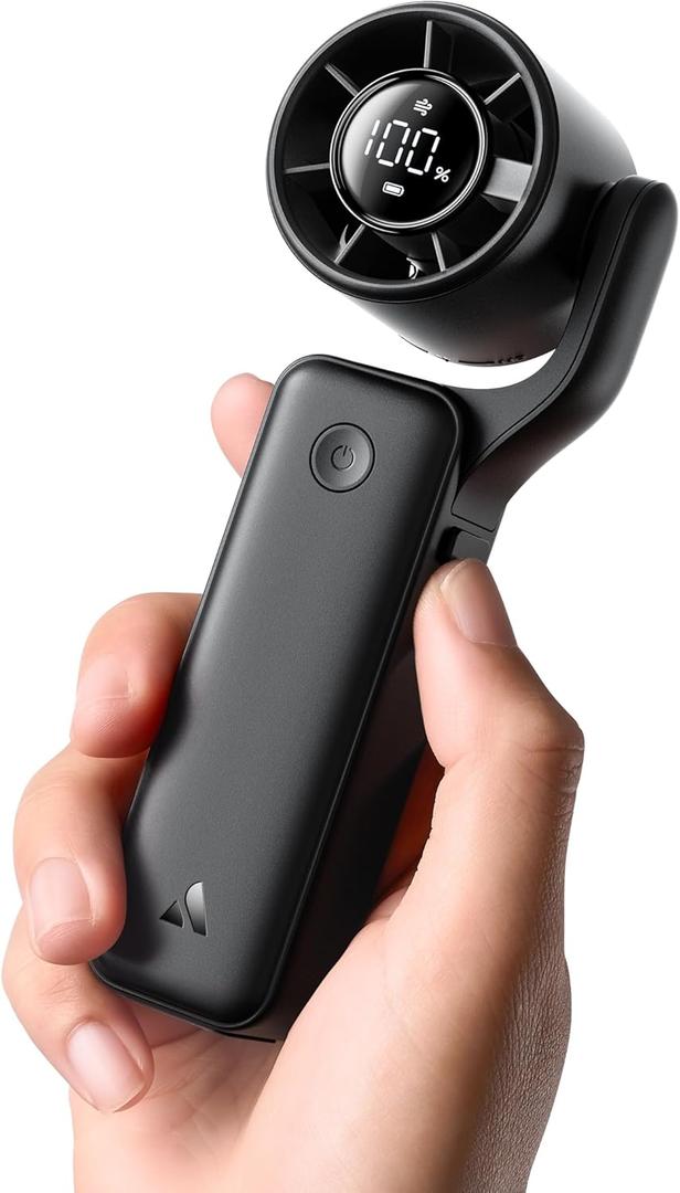 Aecooly Ultra-Pocket Portable Handheld Turbo Fan, 5 Gear AirGimbal Jet Force Airflow, Up to 15 Working Hours, USB Rechargeable Personal Battery Operated Mini Fan, for Travel/Outdoor/Vacation -Black