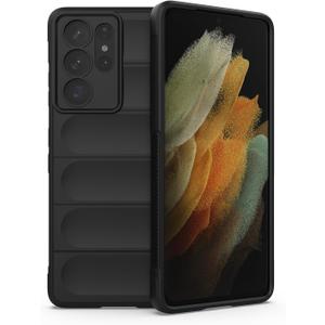 Case for Samsung S21 Ultra Galaxy S21 Ultra,with Soft Silicone,Air Cushion 360 Shockproof,FlockingLined Interior,Protective Phone Cover for Samsung Galaxy S21 Ultra,Black