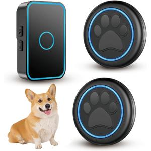 Dog Door Bell for Potty Training, Smart Wireless Doggie Doorbell to Go Outside, 1000 Feet Long Range with IP65 Waterproof Super-Light Touch Button, 60 Melodies & Adjustable Volume (2 Button)