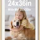 24x36 Poster Frame, Oak Wood with Plexiglass, 20x30 Mat, 1 Pack