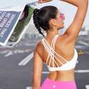 RUNNING GIRL Sports Bras for Women Medium Support, Criss-Cross Strappy Sports Bra Workout Yoga Bra with Removable Cups (XL, White)