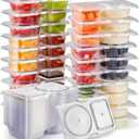 Reusable Snack Containers with Lids: Snack Pack Containers 20Pcs - Snackle Box Container Portion Control - Meal Prep Containers - Double Compartment Snack Containers for Travel - Camping Essentials