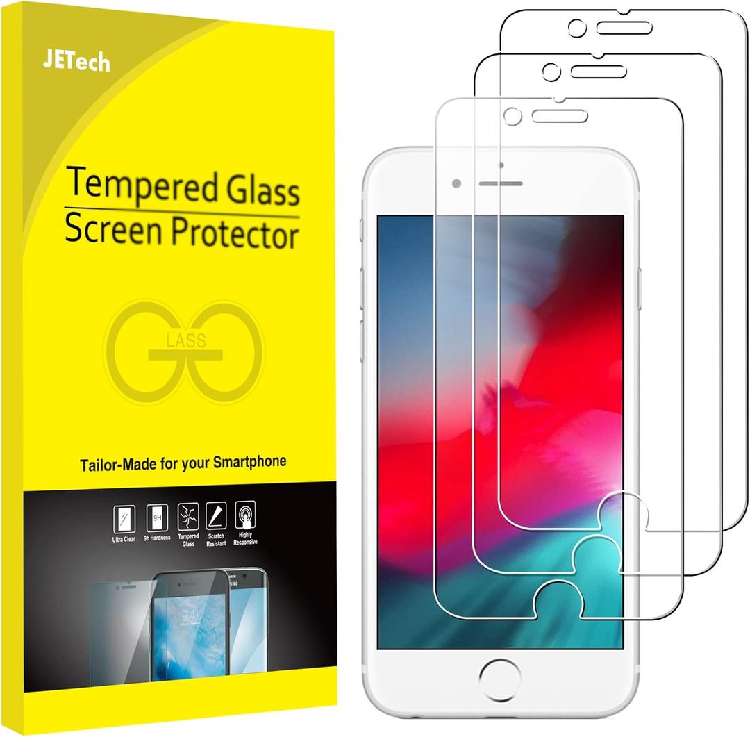 JETech 3-Pack Screen Protector for iPhone SE 3/2 (2022/2020 Edition), iPhone 8, iPhone 7, iPhone 6s, and iPhone 6, Tempered Glass Film, 4.7-Inch