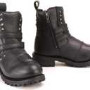Milwaukee Leather Women's Premium Black Leather Double Strap Motorcycle Riding Boots MBL9307-8.5